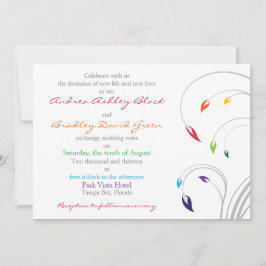 Rainbow Wedding Invitation Floral Kaart