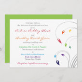 Rainbow Wedding Invitation Floral Kaart (Voorkant / Achterkant)
