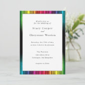 Rainbow Wedding Invitation with Black Accents Kaart (Staand voorkant)