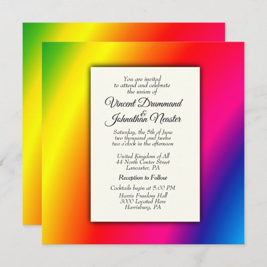 Rainbow Wedding Invitations Kaart (Voorkant / Achterkant)