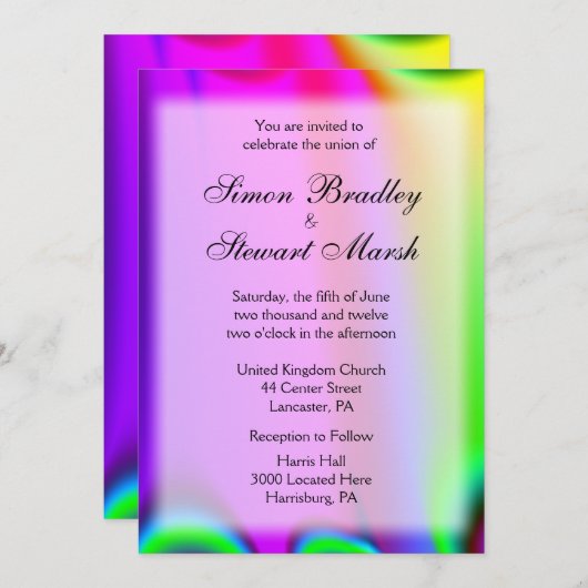 Rainbow Wedding Invitations Kaart (Voorkant / Achterkant)