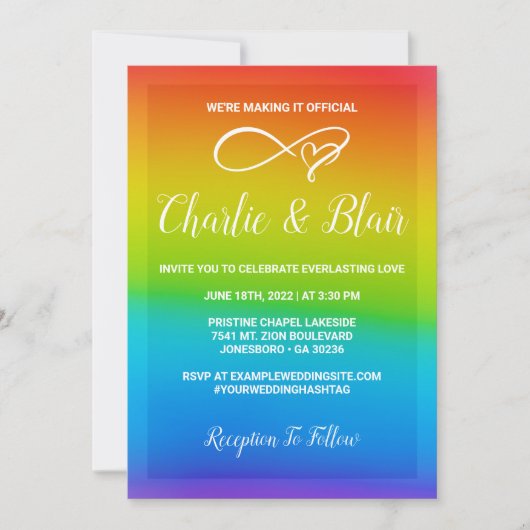 Rainbow Wedding Invitations Kaart (Voorkant)