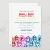 Rainbow Wedding Invitding Online Custom Sjabloon Kaart (Voorkant / Achterkant)