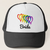 Rainbow Wedding Layered Hearts Bride Trucker Pet (Voorkant)