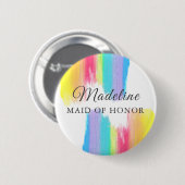 Rainbow Wedding Maid of Honor Custom Name Label Ronde Button 5,7 Cm (Voorkant /achterkant)