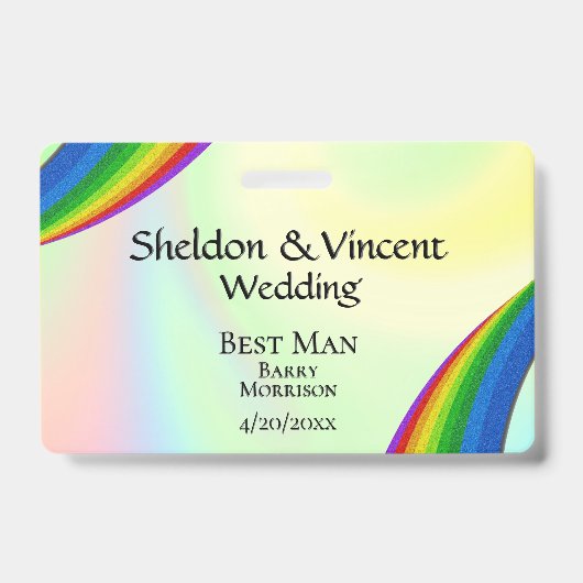 Rainbow Wedding Party ID Dubbelzijdig Badge (Voorzijde)