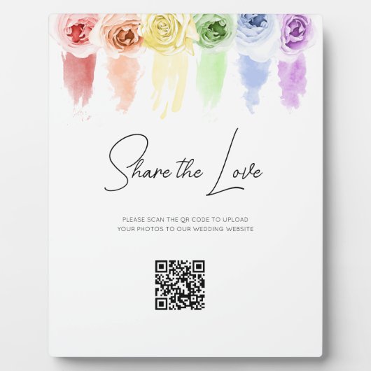 Rainbow Wedding QR Code Sign Fotoplaat (Voorkant)