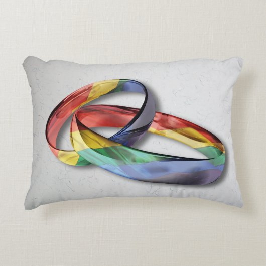 Rainbow Wedding Rings for Marriage Equality for Ma Accent Kussen (Voorkant)