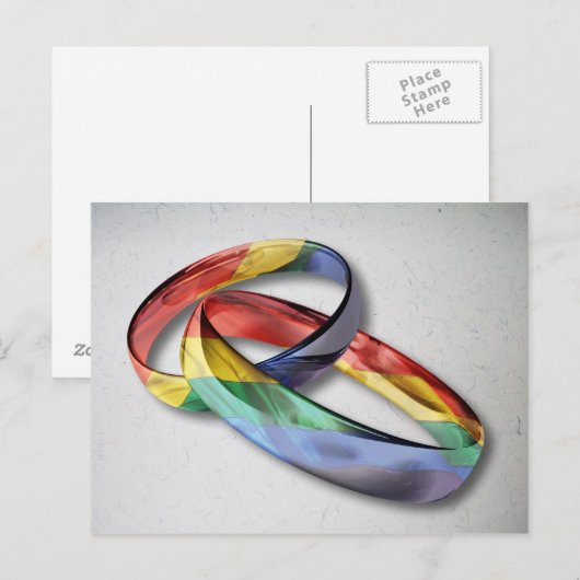 Rainbow Wedding Rings for Marriage Equality for Ma Briefkaart (Voorkant / Achterkant)