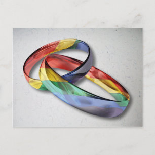 Rainbow Wedding Rings for Marriage Equality for Ma Briefkaart