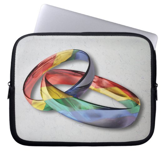 Rainbow Wedding Rings for Marriage Equality for Ma Laptop Sleeve (Voorkant)