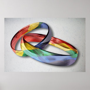Rainbow Wedding Rings for Marriage Equality for Ma Poster