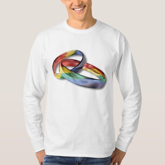 Rainbow Wedding Rings for Marriage Equality for Ma T-shirt (Voorkant)