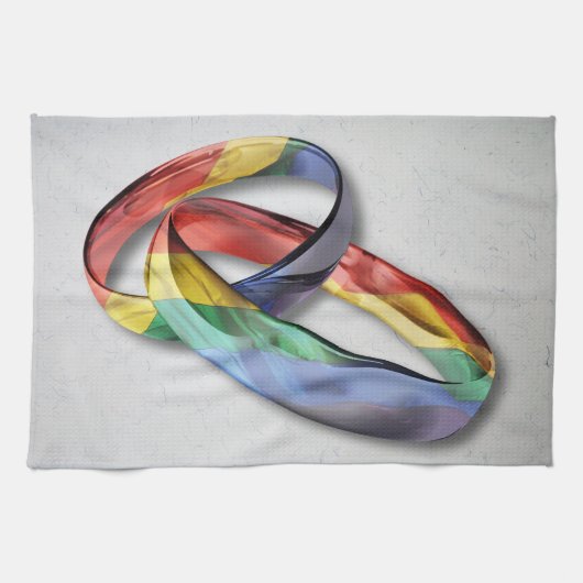 Rainbow Wedding Rings for Marriage Equality for Ma Theedoek (Horizontaal)