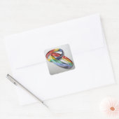 Rainbow Wedding Rings for Marriage Equality for Ma Vierkante Sticker (Envelop)