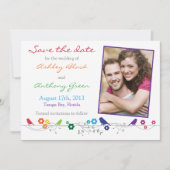 Rainbow Wedding Save the Date Birds Flowers (Voorkant)