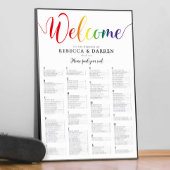 Rainbow Wedding Seding Chart Alfabethical Poster
