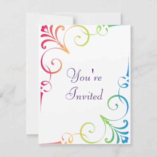 Rainbow Wedding Swirl Kaart (Voorkant)