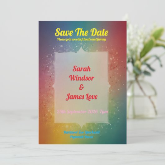 Rainbow Wedding Uitnodiging (Staand voorkant)