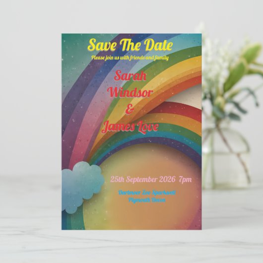 Rainbow Wedding Uitnodiging (Staand voorkant)