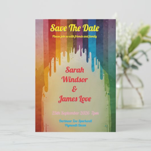 Rainbow Wedding Uitnodiging (Staand voorkant)