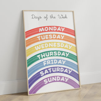 Rainbow Weekdays Educatief Poster