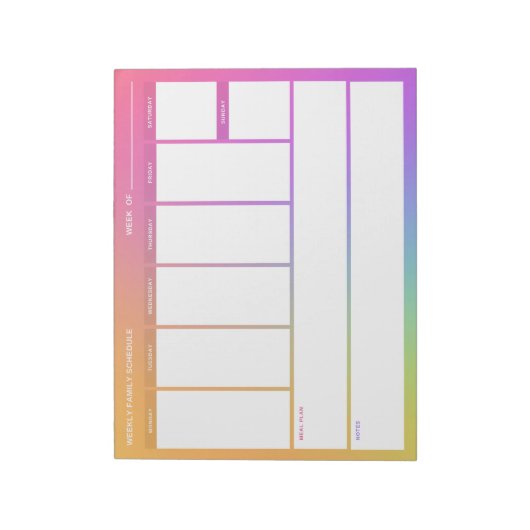 Rainbow Weekly Family Plan Notitieblok (Linkerzijde)