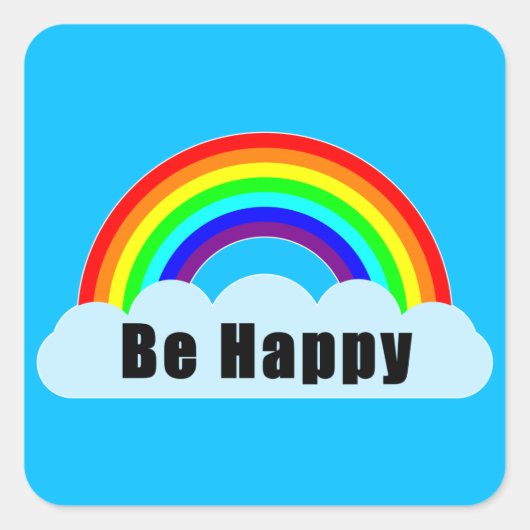 RAINBOW - Wees Gelukkig Vierkante Sticker (Voorkant)