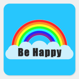 RAINBOW - Wees Gelukkig Vierkante Sticker