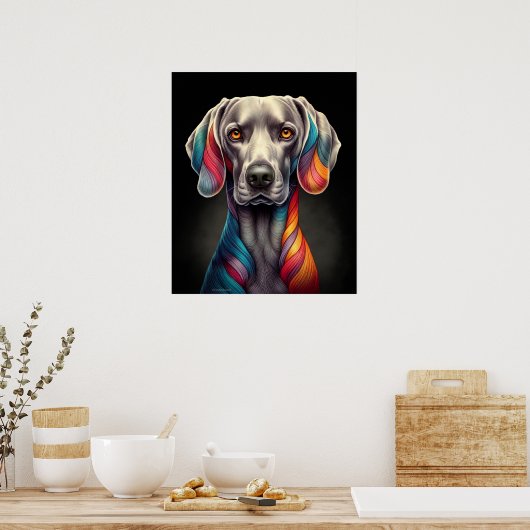 Rainbow Weimaraner Poster (Keuken)