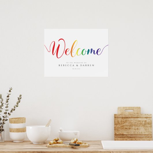 Rainbow Welcome Sign Persoonlijk LGBT Weddenschap Poster (Keuken)
