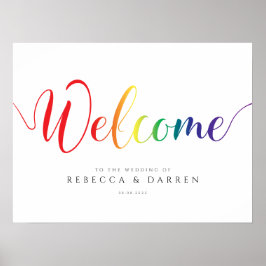 Rainbow Welcome Sign Persoonlijk LGBT Weddenschap Poster