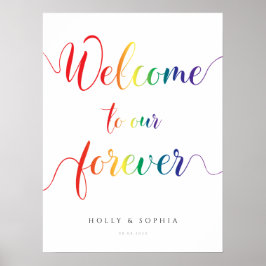 Rainbow Welkom bij onze forever bruiloft Poster