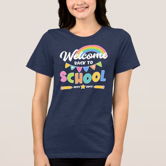 Rainbow Welkom terug op school met het jaar Tri-Blend Shirt (Voorkant)