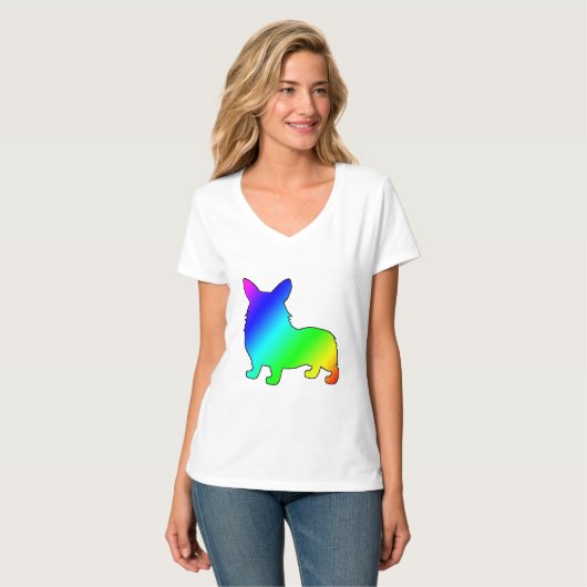 Rainbow Welsh Corgi T-shirt (Voorkant volledig)