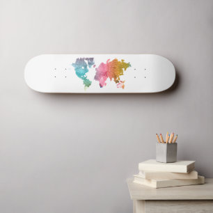 Rainbow Wereldkaart Skateboard - Kleurrijke Reizen