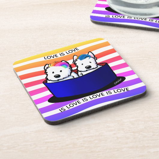 Rainbow Westies Hard plastic onderzetter (Linkerzijde)