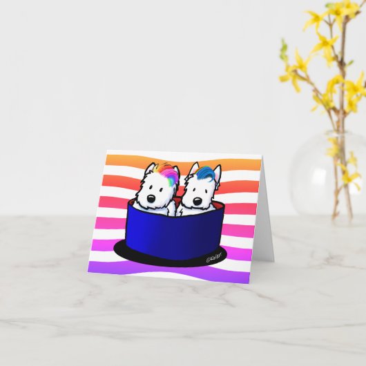 Rainbow Westies Kaart (Gele Bloem)