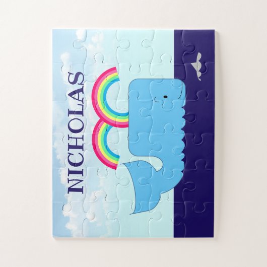 Rainbow Whale, gepersonaliseerd Legpuzzel (Verticaal)