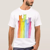 Rainbow Whimsical Cats Illustratie T-shirt (Voorkant)