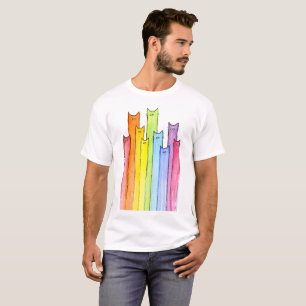 Rainbow Whimsical Cats Illustratie T-shirt