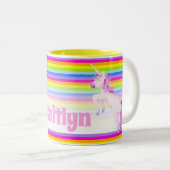 Rainbow whimsy unicorn waterverf, douanenaam tweekleurige koffiemok (Voorkant rechts)