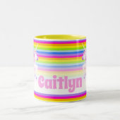 Rainbow whimsy unicorn waterverf, douanenaam tweekleurige koffiemok (Center)