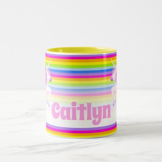 Rainbow whimsy unicorn waterverf, douanenaam tweekleurige koffiemok (Center)