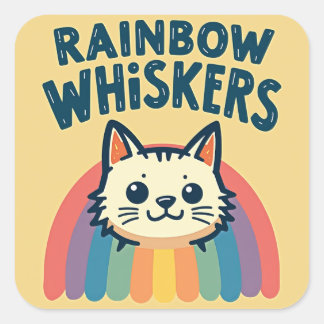 Rainbow Whiskers Cat Sticker