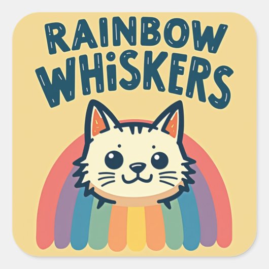 Rainbow Whiskers Cat Sticker (Voorkant)