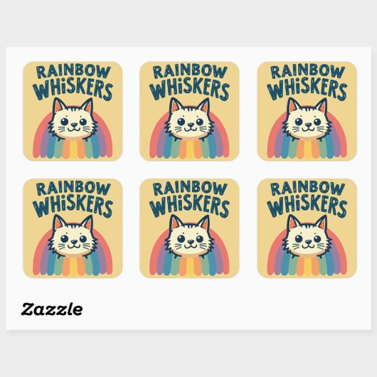 Rainbow Whiskers Cat Sticker (Vel)
