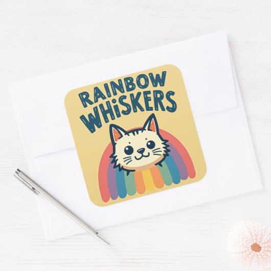 Rainbow Whiskers Cat Sticker (Envelop)