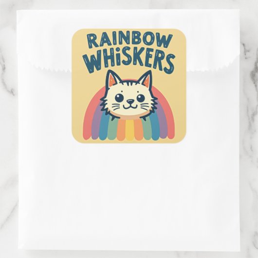 Rainbow Whiskers Cat Sticker (Tas)