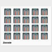 Rainbow white lines in blue artwork vierkante sticker (Vel)